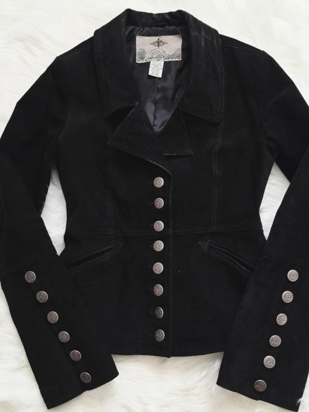Vintage y2k BB Dakota black leather suede jacket with bell sleeves